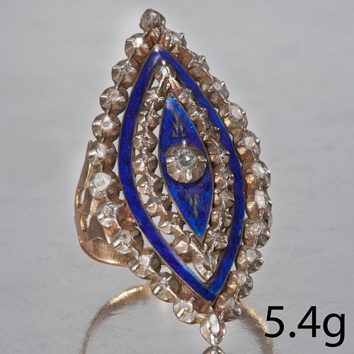 RARE ANTIQUE GEORGIAN DIAMOND AND ENAMEL RING