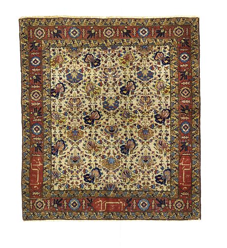 Antique Persian Tabriz Signed Rug