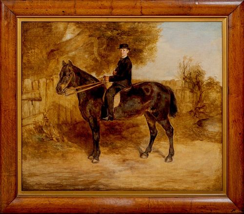 PORTRAIT OF A BOY & HIS HORSE OIL PAINTING