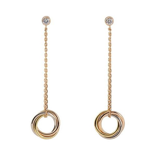 CARTIER TRINITY 18K TRI-COLOR GOLD EARRINGS