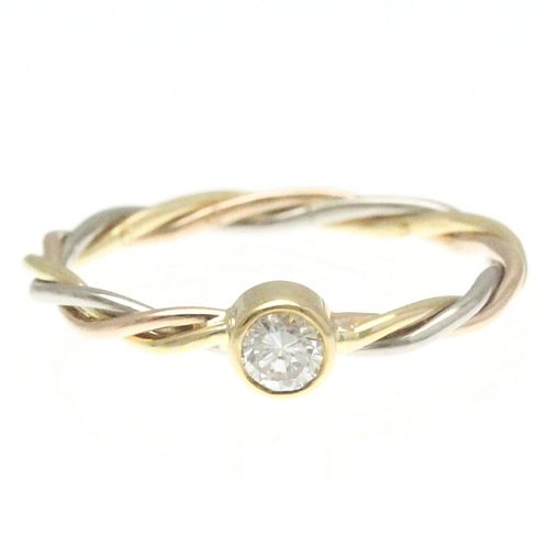 CARTIER DIAMOND TWISTED 18K TRI-COLOR GOLD BAND RING