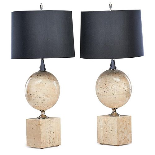 PHILIPPE BARBIER (Attr.) Pair of table lamps