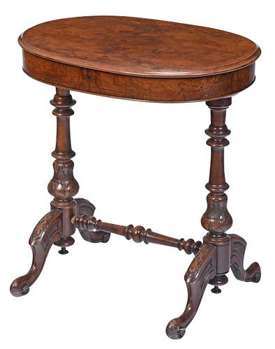 British Victorian Burlwood Sewing Table