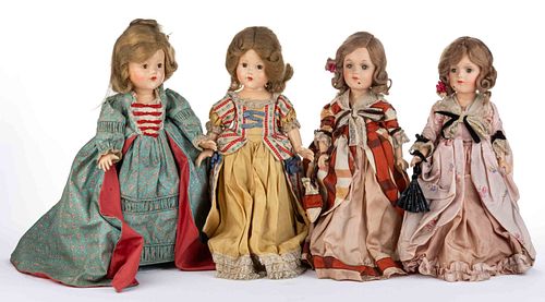 ASSORTED COMPOSITION GIRL DOLLS, LOT OF FOUR