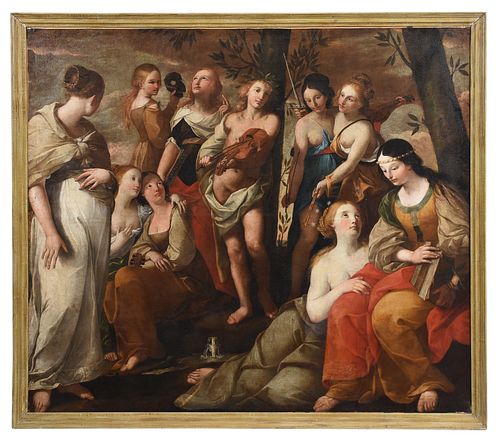 Important 17th Century Genoese School Painting, The Nine Muses