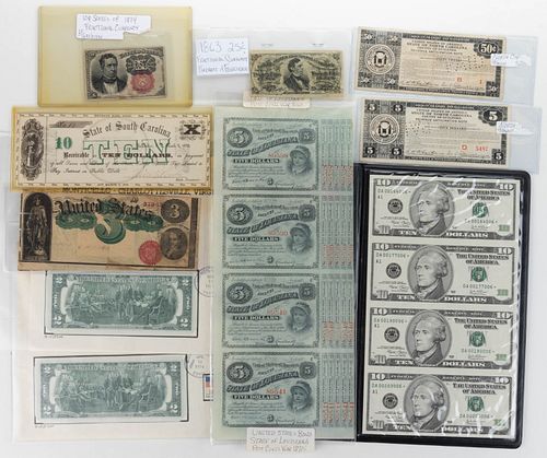 UNITED STATES CURRENCY AND RELATED ARTICLES, LOT OF TEN