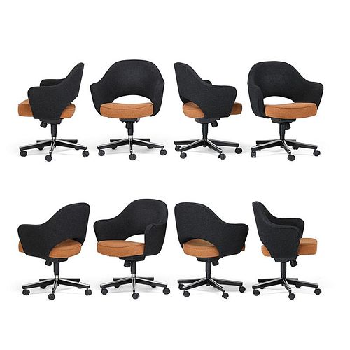 EERO SAARINEN; KNOLL Eight executive armchairs