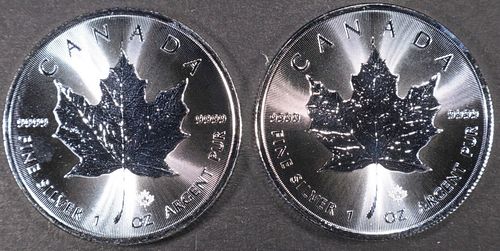 (2) 1 OZ .999 SILVER 2024 CANADIAN MAPLE ROUNDS