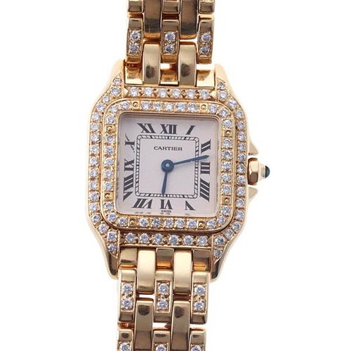 Cartier Panthere 18k Gold Diamond Lady&#39;s Watch 1070 2