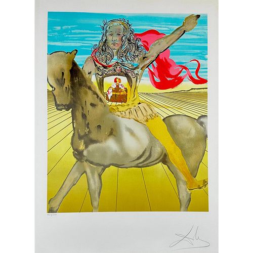 Salvador Dali (Spanish, 1904-1989) Lithograph Chevalier Surrealist, signed