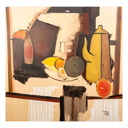 Raul Teppa (Argentinian, 1947-2016), Original Oil on Canvas, Cubist Still Life, Signed