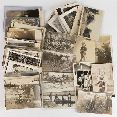 ANTIQUE REAL PHOTO POST CARDS, LOT OF 77 +/-