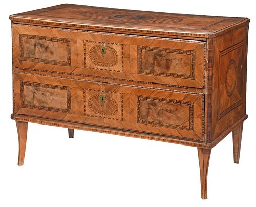 Italian Neoclassical Marquetry and Fruitwood Chest of Drawers