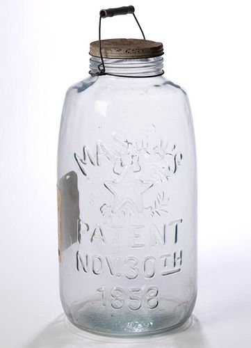 MASON 1858 PATENT STORE DISPLAY PICKLE JAR