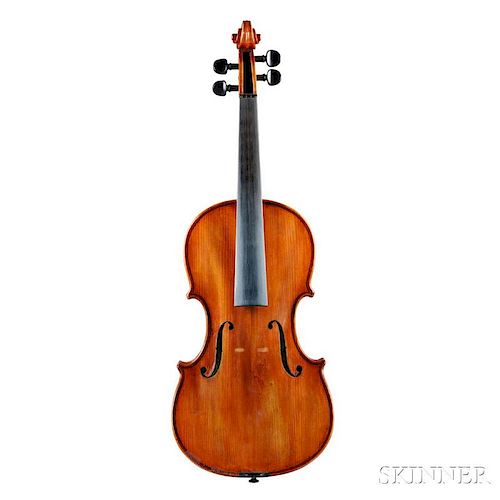 Violin, 20th Century, labeled LAURENTIUS BELLAFONTANA/Fecit Genuae/A.D. 1967, length of back 359 mm, with case.