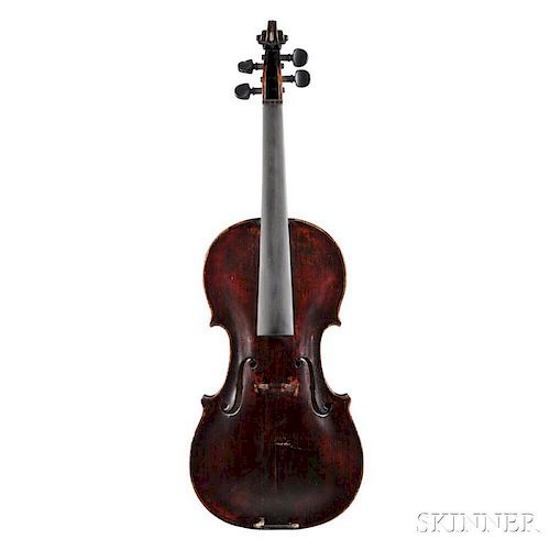English Violin, John Barrett, London, 1723, labeled Made by John Barrett at ye Harp/& Crown in Pickadilly London 1723, length