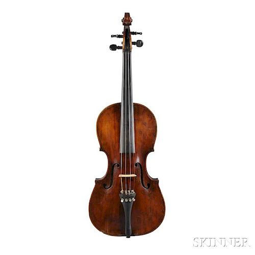 Violin, Landolfi School, labeled Petrus Antonius a Costa, length of back 357 mm, with case.