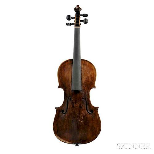 Violin, Bohemian School, c. 1780, labeled Fait par le noble de Tempis/Lieut: de Lacy a Ollmütz 78J, length of back 355 mm, w