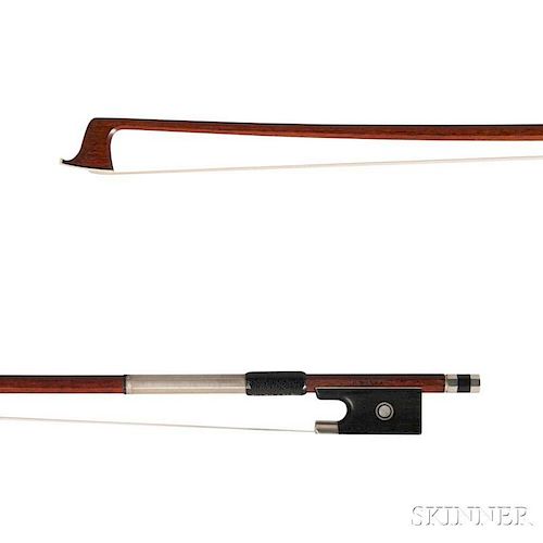 Nickel-mounted Violin Bow, the octagonal stick stamped H.WANKA, weight 61.4 grams.