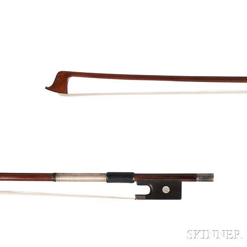 Silver-mounted Violin Bow, the round stick stamped JAS TUBBS, weight 58.5 grams.