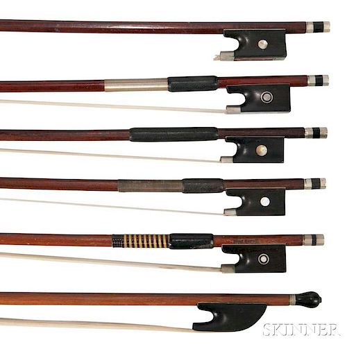 Six Violin Bows, various mounts.