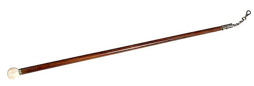262. Dog Walker’s Cane – Ca. 1900- A signed “Thornhill. London” dog walker’s cane, walrus handle and small silver m