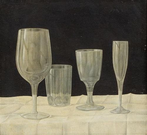 John Wilde, (American, 1919-2006), Still Life with Glassware, 1963