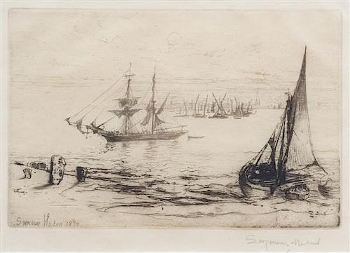 Seymour Haden, (British, 1818-1910), A Brig at Anchor, c. 1870