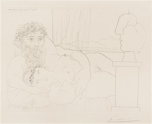 Pablo Picasso, (Spanish, 1881-1973), Le Repos du Sculpteur (plate 62 from the Suite Vollard), 1933