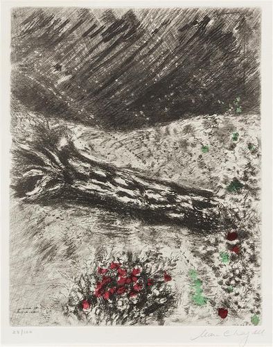 Marc Chagall, (French/Russian, 1887-1985), Le chene et le roseau (pl. 12 from Les Fables de La Fontaine)