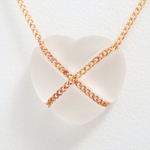 TIFFANY & CO. CHAIN CROSS HEART COLORED STONE 18K YELLOW GOLD NECKLACE