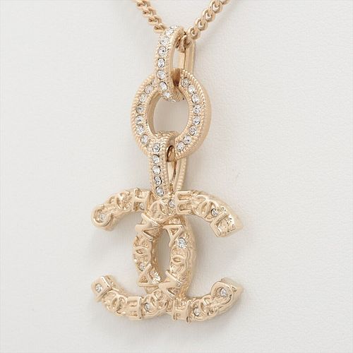 CHANEL COCO MARK GOLD PLATED RHINESTONE NECKLACE