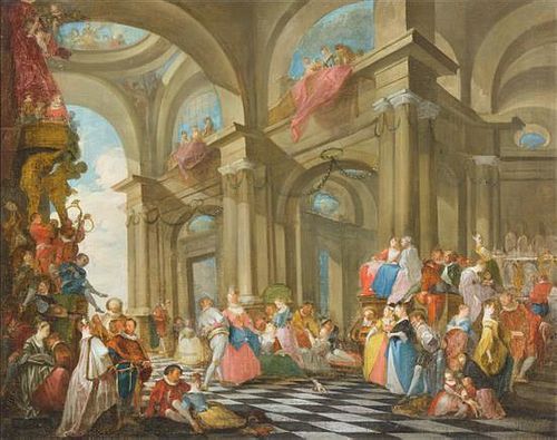 Attributed to Michel Barthelemy Ollivier, (French, 1712-1784), A Venetian Fete