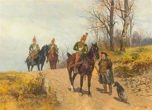 Jan van Chelminski, (Polish, 1851-1925), Roadside Meeting, 1889