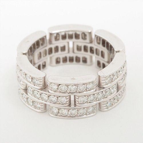 CARTIER MAILLON PANTHERE FULL DIAMOND 18K WHITE GOLD RING