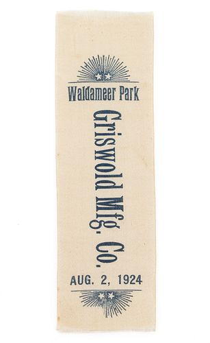 1924 WALDAMEER PARK, ERIE, PENNSYLVANIA GRISWOLD MFG. RIBBON