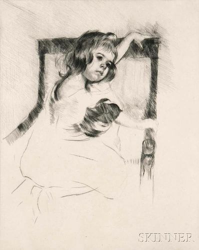 Mary Cassatt (American, 1844-1926)      Kneeling in an Armchair