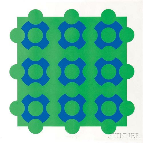 Victor Vasarely (Hungarian/French, 1908-1997)      Untitled (Blue and Green).