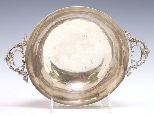 SPANISH COLONIAL HAND-HAMMERED SILVER TWO-HANDLED BOWL