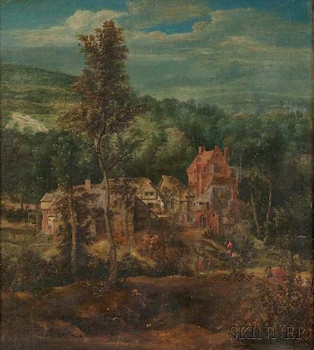 Flemish School, 16th Century Style      Landscape with View to a Village Square