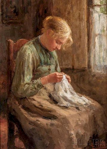Evert Pieters (Dutch, 1856-1932)      Young Woman Mending