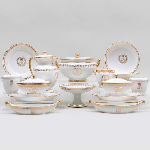 Assembled Sevres Louis Philippe Gilt Decorated Porcelain Part Service