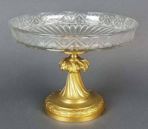 Baccarat Signed Bronze and Etched Crystal Centerpiece