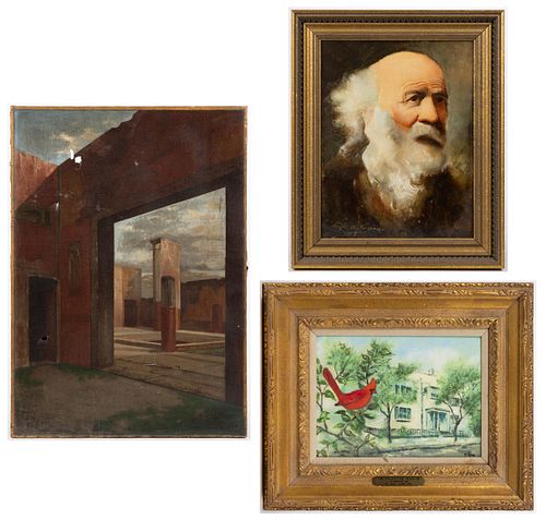AMERICAN SCHOOL (19TH AND 20TH CENTURY) PAINTINGS AND OTHER ARTWORK, LOT OF THREE