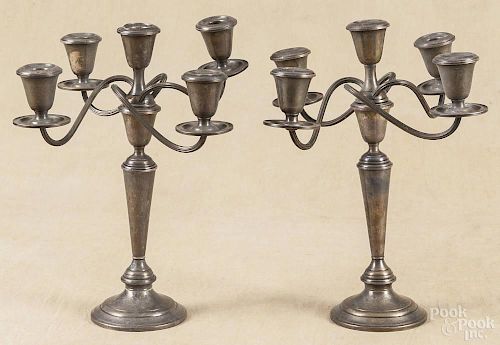 Pair of Newport weighted sterling silver candelabra, 12 1/2'' h.