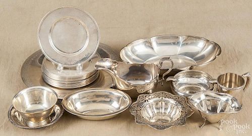 Large group of sterling silver tablewares, 103.6 ozt.