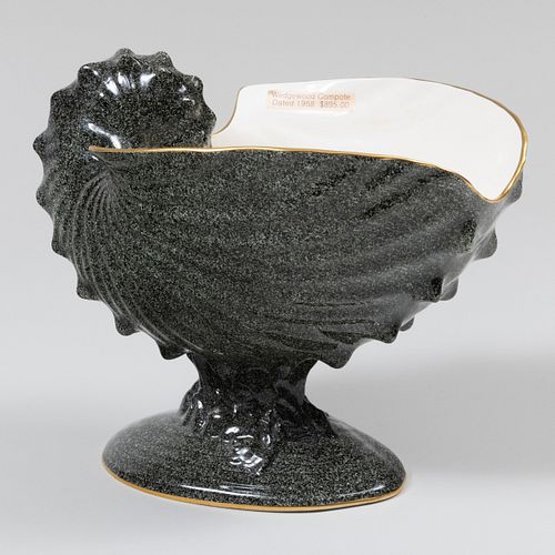 Wedgwood 'Variegated' Faux Porphyry Ground Creamware Nautilus Shell Compote