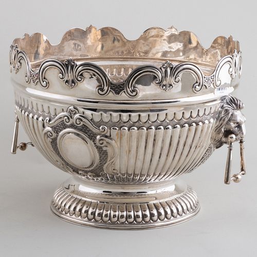 Victorian Silver Punch Bowl in the Form of a William III Monteith