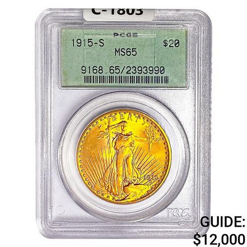 1915-S $20 Gold Double Eagle PCGS MS65
