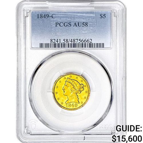 1849-C $5 Gold Half Eagle PCGS AU58